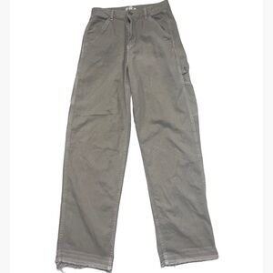Khaki garage cargo pants wide leg